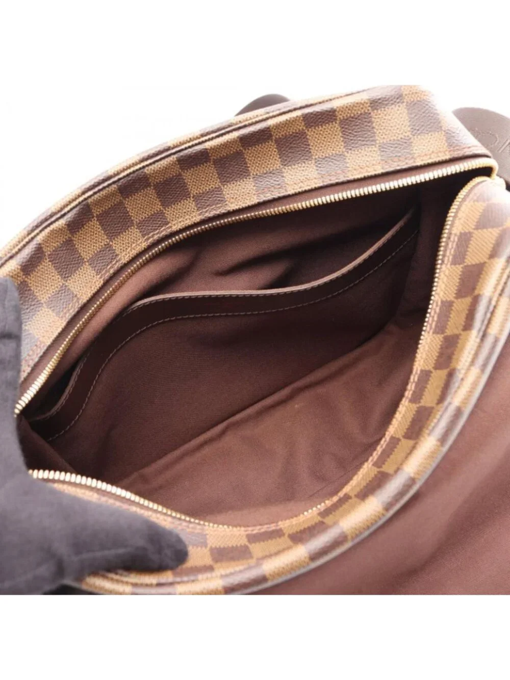 Louis Vuitton Shoulder Bag Naviglio Damier Ebene Canvas Leather